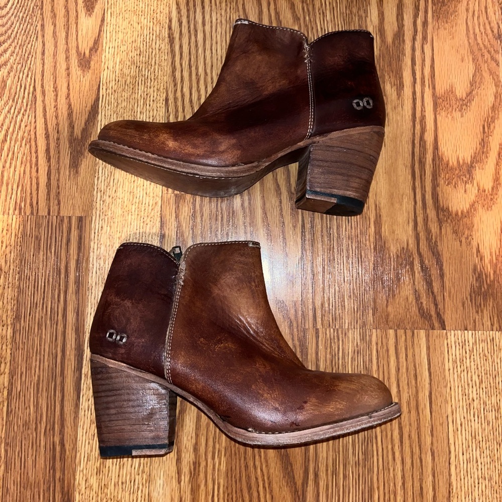 BED|STU Rich Brown Leather Booties Size 7.5
